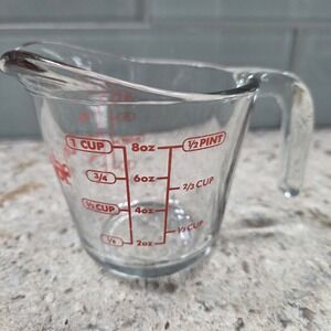 Anchor Hocking Glass Measuring Cup 1 Cup Red Markings Kitchen Tool